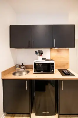 Cuisine ou kitchenette dans l'établissement Suite de charme rénovée près de l Opéra de Lyon