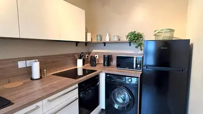 Cuisine ou kitchenette dans l'établissement Le Gingko