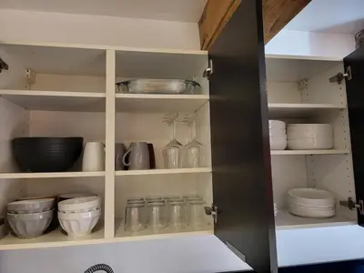 Cuisine ou kitchenette dans l'établissement New Bocuse appartement