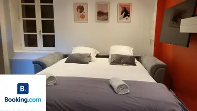 Un ou plusieurs lits dans un hébergement de l'établissement New Bocuse appartement
