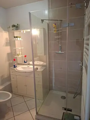 Salle de bains dans l'établissement Maison de village en beaujolais pierres dorées