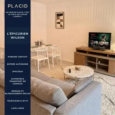Télévision ou salle de divertissement dans l'établissement L'Épicurien Wilson - Parking gratuit, Wifi, Calme
