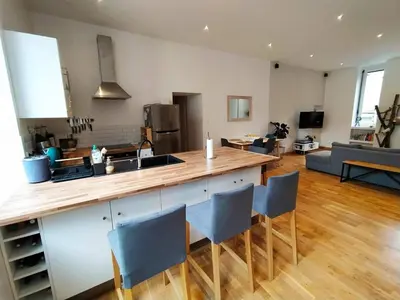 Cuisine ou kitchenette dans l'établissement Charmant T2 - Centre historique de Vienne