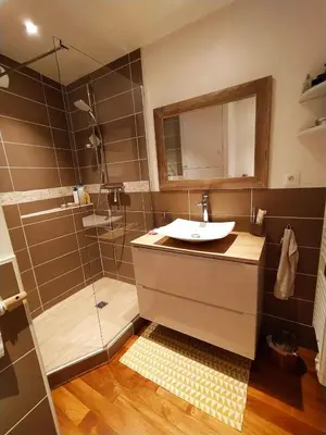 Salle de bains dans l'établissement Charmant T2 - Centre historique de Vienne