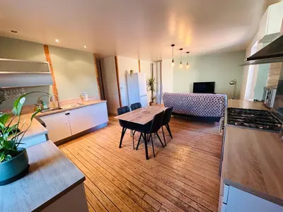 Cuisine ou kitchenette dans l'établissement Gîte de l'auberge