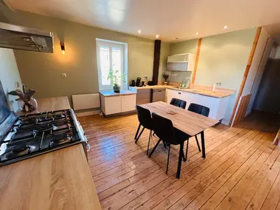 Cuisine ou kitchenette dans l'établissement Gîte de l'auberge