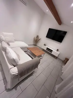 Télévision ou salle de divertissement dans l'établissement Maison à Chasse sur Rhône avec parking clos