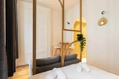 Un ou plusieurs lits dans un hébergement de l'établissement Cosy studio - 2P - Bellecour