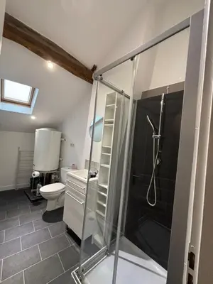 Salle de bains dans l'établissement Appartement La Forêt Villebois 01