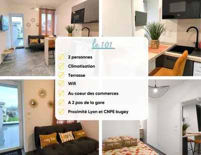 Cuisine ou kitchenette dans l'établissement Le 101 -T2 avec terrasse, commerces & gare à pied