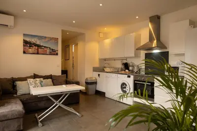 Cuisine ou kitchenette dans l'établissement My House Lyon 8, Familiale -climatisation-Metro