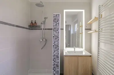 Salle de bains dans l'établissement Appart lumineux, WIFI haut débit, proche gare 7 min, Lyon 15 min