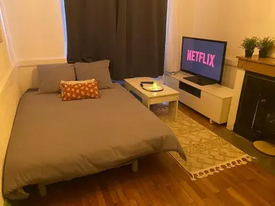 Télévision ou salle de divertissement dans l'établissement Charmant T2-Lyon-Metro-Hopitaux
