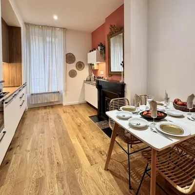 Cuisine ou kitchenette dans l'établissement Le Temps d'une Pause