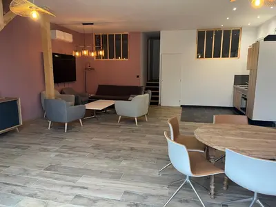 Cuisine ou kitchenette dans l'établissement Gite de la grange