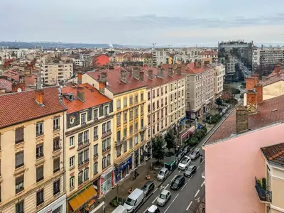 Vue générale sur Villeurbanne ou vue de la ville depuis l'appartement
