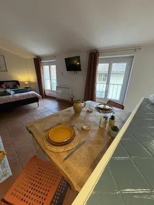 Télévision ou salle de divertissement dans l'établissement Studio Provençal au centre-ville de Vienne