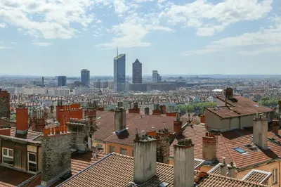 Vue générale sur Lyon ou vue de la ville depuis l'appartement