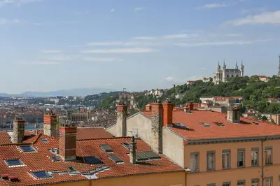 Vue générale sur Lyon ou vue de la ville depuis l'appartement