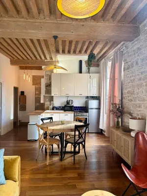 Cuisine ou kitchenette dans l'établissement The Sequoia - Charming Canut apartment