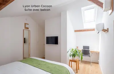 Télévision ou salle de divertissement dans l'établissement Lyon Urban Cocoon Gîte urbain eco-responsable