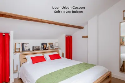 Un ou plusieurs lits dans un hébergement de l'établissement Lyon Urban Cocoon Gîte urbain eco-responsable