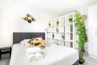 Un ou plusieurs lits dans un hébergement de l'établissement BnGo I Le Cosy des Canuts I Parking, 2p, proche hôpital