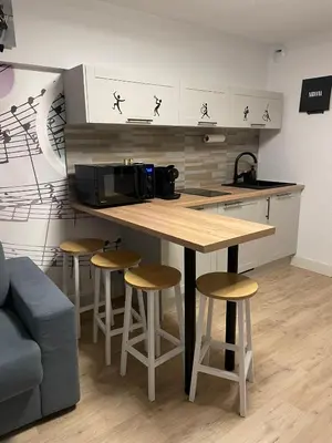 Cuisine ou kitchenette dans l'établissement Studio Music Blue - Bourgoin Centre