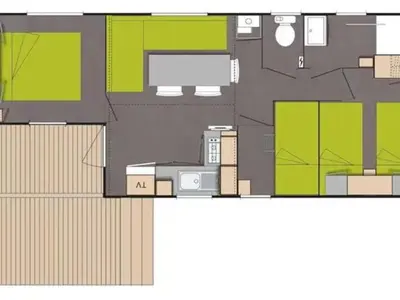 Plan de l'établissement Mobil-home 6 pers avec terrasse - API-1-52-1402