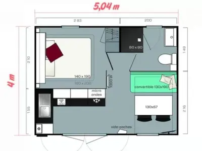 Plan de l'établissement Mobil-home 2 personnes avec terrasse - API-1-52-1406