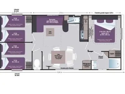 Plan de l'établissement Mobil home spacieux 6 pers avec terrasse - API-1-52-1417