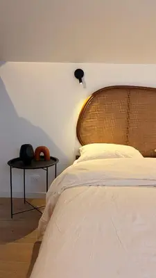 Un ou plusieurs lits dans un hébergement de l'établissement Maison entière avec 2 chambres , Jardin et parking