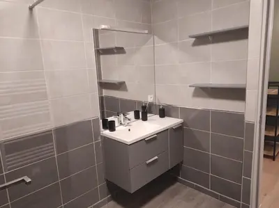 Salle de bains dans l'établissement Saint Denis en bugey proche de la CNPE Appartement rénové en rez de chaussée