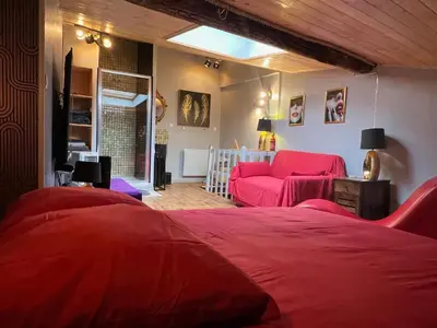 Coin salon dans l'établissement Maison Le 22' Lyon Express - A proximité de la La Plaine de l'Ain