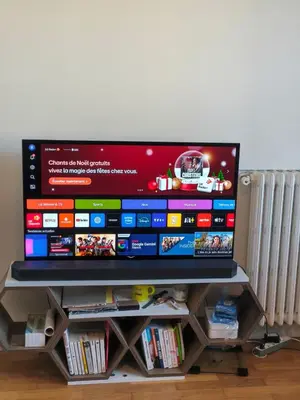 Télévision ou salle de divertissement dans l'établissement Chambre spacieuse TV Oled, proche Tête d'or