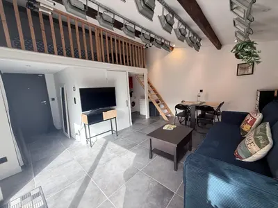 Télévision ou salle de divertissement dans l'établissement Renovated Studio 2026 New 160cm Bed 8 min de Lyon