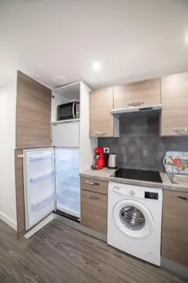 Cuisine ou kitchenette dans l'établissement Appartement Sun GroupamaLyon Eurexpo