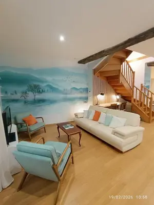 Coin salon dans l'établissement ElégAnse, maison spacieuse, proche de Lyon