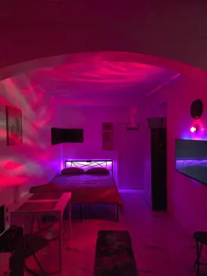 Un ou plusieurs lits dans un hébergement de l'établissement Studio modern climatise