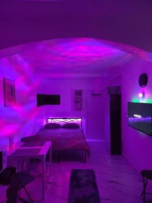 Un ou plusieurs lits dans un hébergement de l'établissement Studio modern climatise
