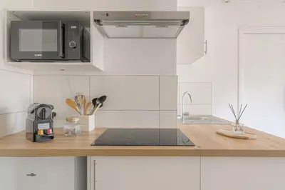 Cuisine ou kitchenette dans l'établissement Apartment L'éclat Les Écrins de Corbas