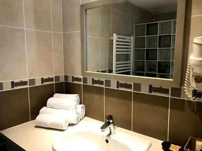 Salle de bains dans l'établissement HOSTELLERIE DES BICHONNIERES
