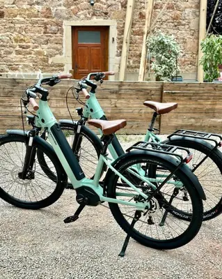 Vélo sur le terrain de l'établissement Chateau de Breuil en Beaujolais ou dans les environs