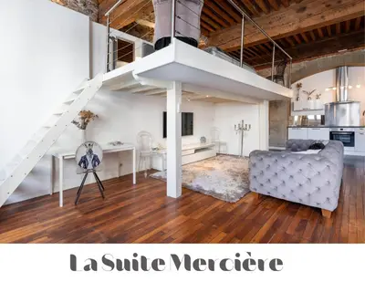 Cuisine ou kitchenette dans l'établissement Le Carré Mercière , Appartements de Luxe au cœur de Lyon, Loft