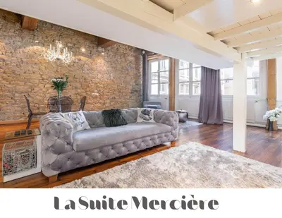 Coin salon dans l'établissement Le Carré Mercière , Appartements de Luxe au cœur de Lyon, Loft
