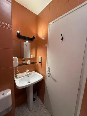 Salle de bains dans l'établissement Logis Hôtel La Cascade - Lyon Nord