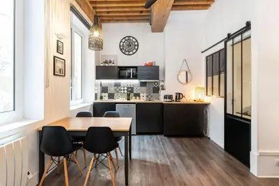 Cuisine ou kitchenette dans l'établissement Le 14 Sathonay