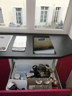 Cuisine ou kitchenette dans l'établissement Le 12 Pierres - Croix-Rousse - Cosy & Design