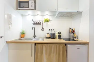Cuisine ou kitchenette dans l'établissement Les Cocons Emeraude et Fleuri