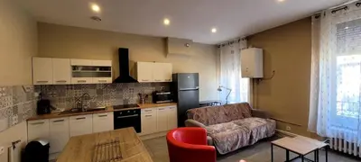 Cuisine ou kitchenette dans l'établissement Appart hotel sathonay rillieux Lyon